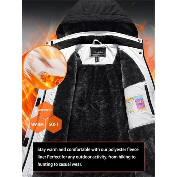 Waterproof Ski Jacket Hooded Fleece Lined Warm Winter Jacket Snow Coat - Picture 11 of 14